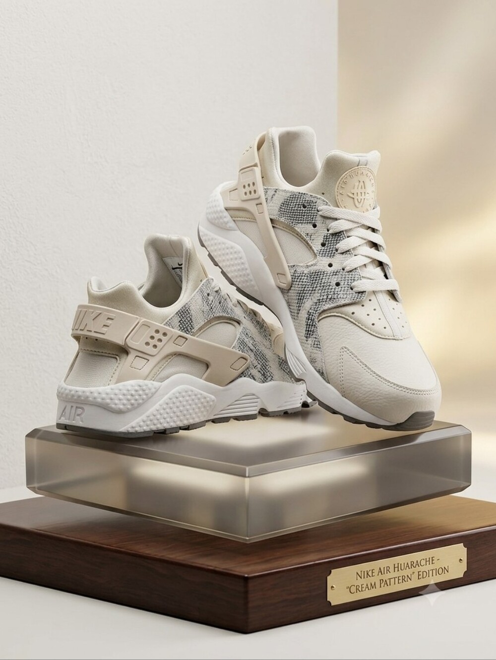 Nike Cream and Light Gray Air Huarache Sneakers